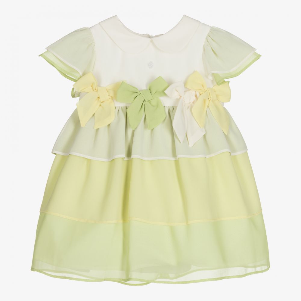 Patachou - Robe verte et jaune en mousseline | Childrensalon