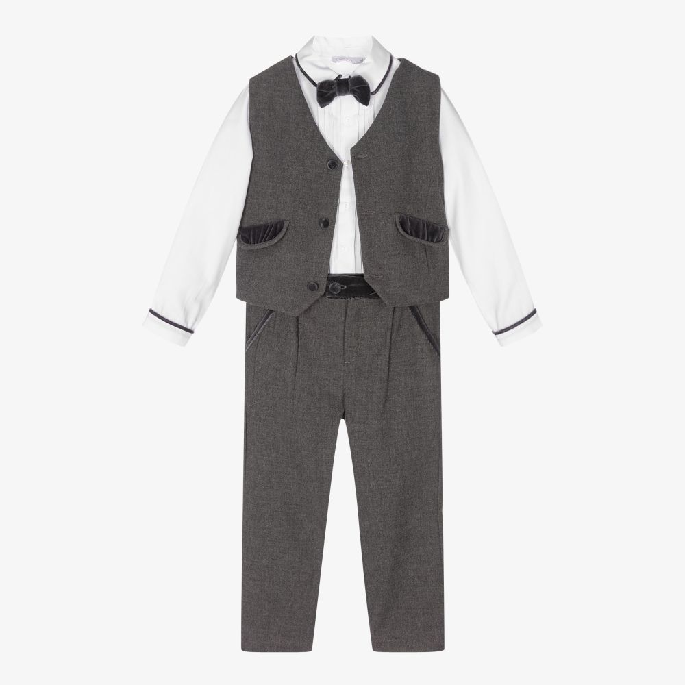 Patachou-Grey 3 Piece Waistcoat Suit | Childrensalon Outlet