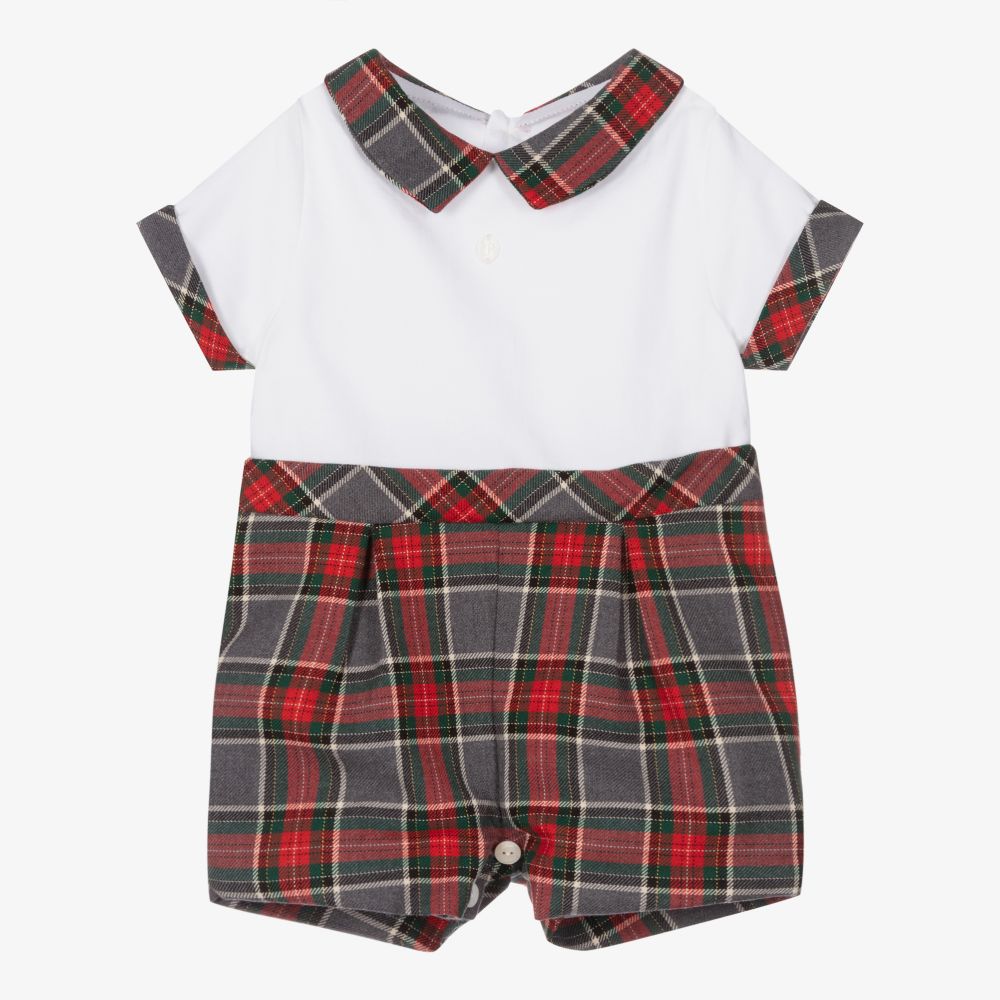 Patachou - Grey & Red Check Baby Shortie | Childrensalon