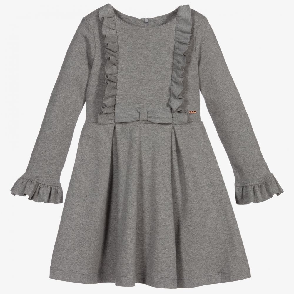 Patachou - Graues Jerseykleid mit Rüschen | Childrensalon