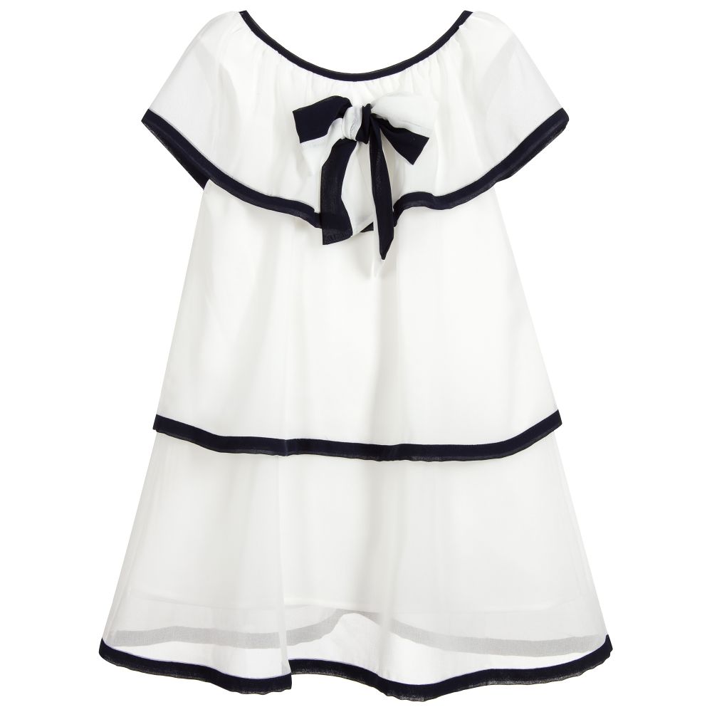 Patachou - Ivory & Blue Chiffon Dress | Childrensalon