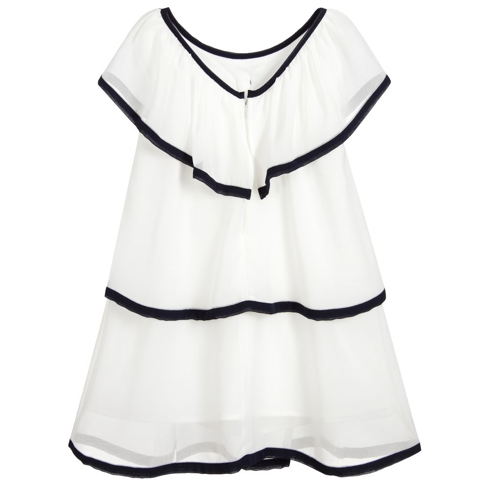 Patachou-Ivory & Blue Chiffon Dress | Childrensalon Outlet