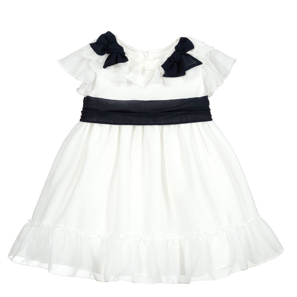 Patachou - Ivory & Blue Chiffon Dress  | Childrensalon