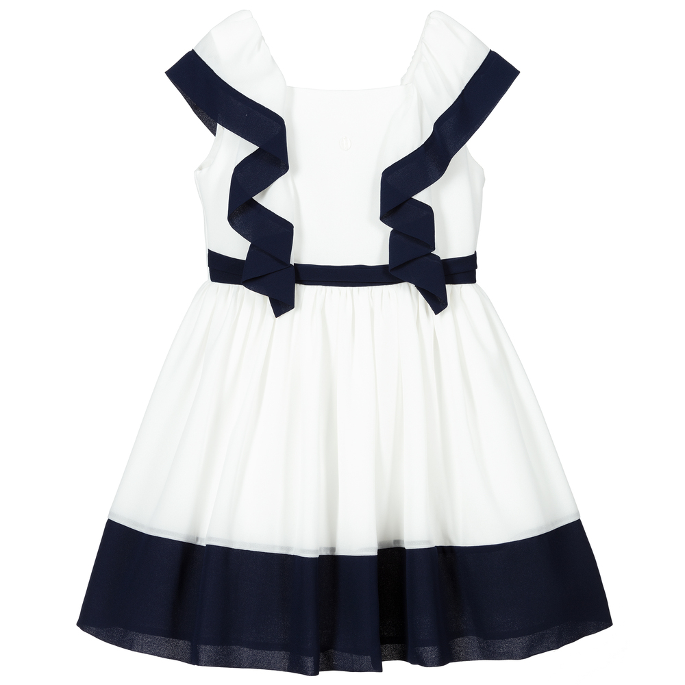 Patachou - Ivory & Blue Crêpe Dress | Childrensalon
