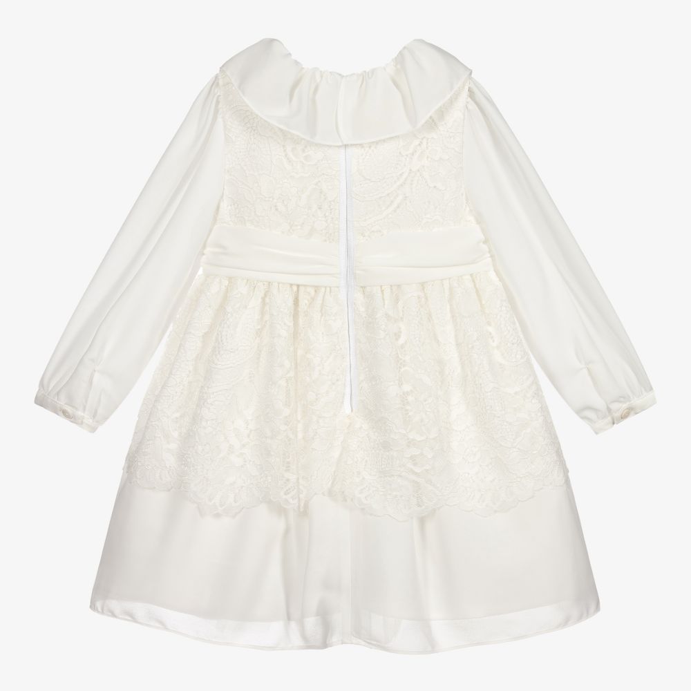 Patachou-Кремовое платье из шифона и кружева | Childrensalon Outlet