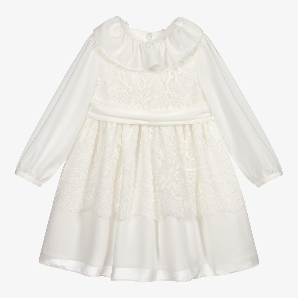 Patachou-Кремовое платье из шифона и кружева | Childrensalon Outlet