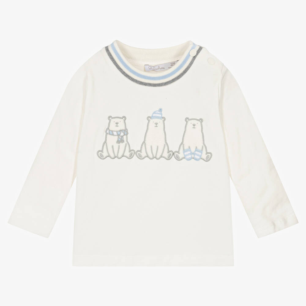 Patachou - Ivory Cotton Jersey Polar Bear Top | Childrensalon