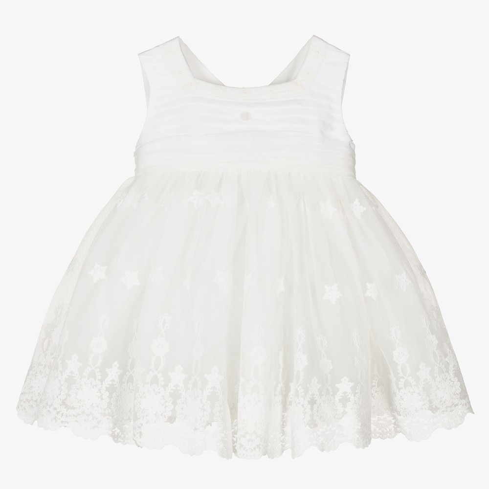 Patachou-Кремовое платье из тюля с вышивкой | Childrensalon Outlet