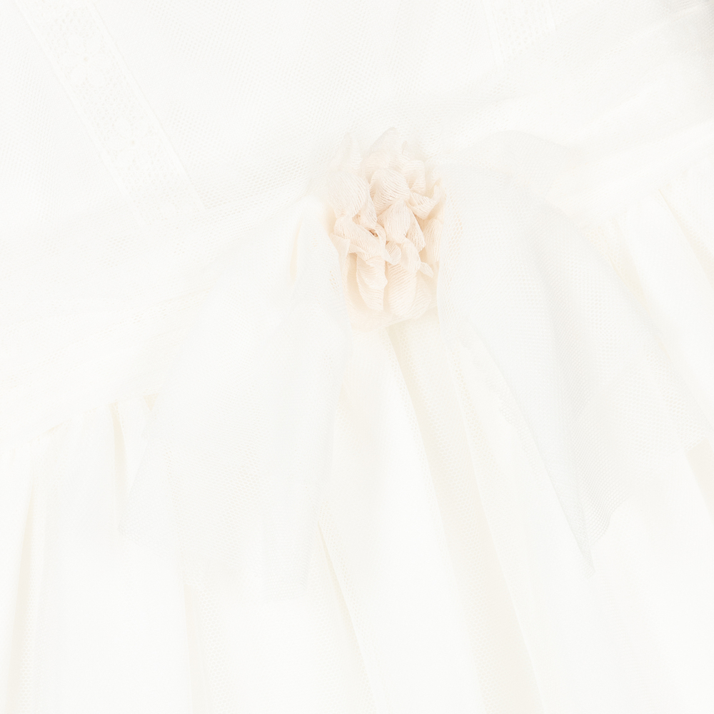 Patachou-Ivory Embroidered Tulle Dress | Childrensalon Outlet