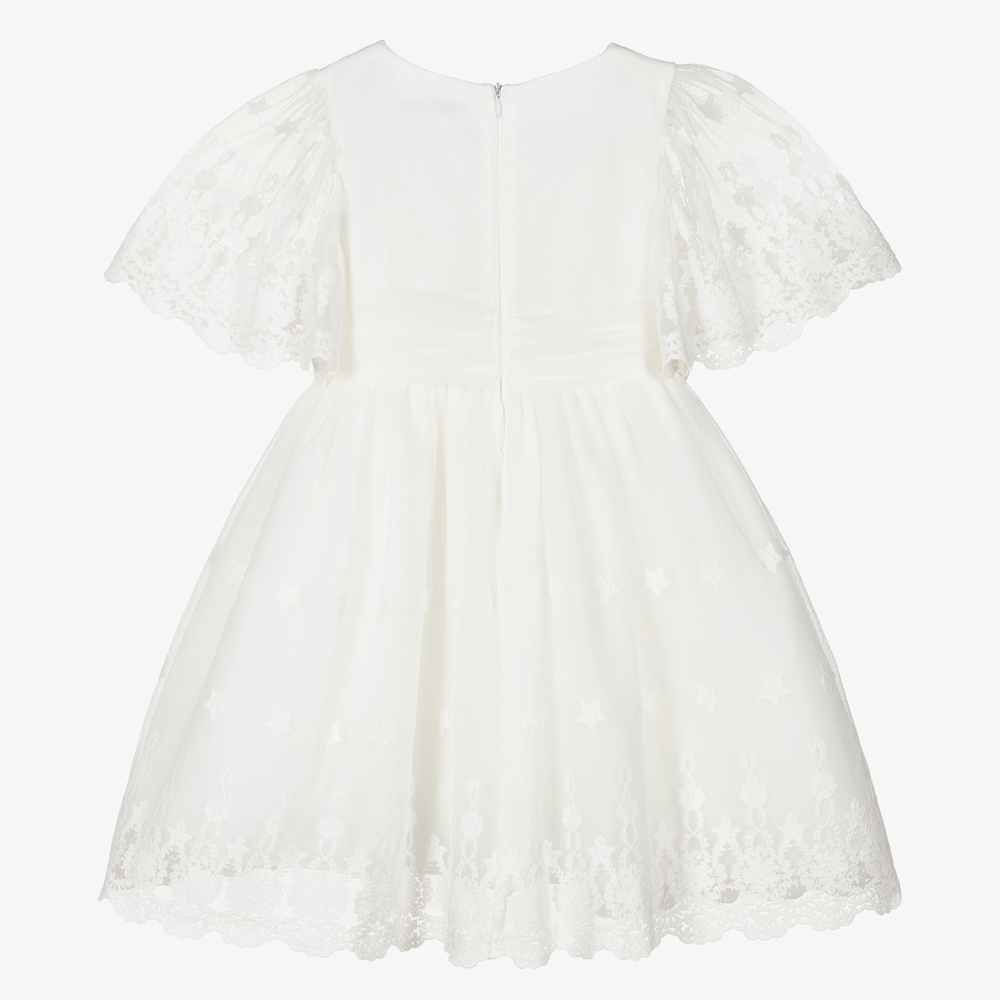 Patachou-Ivory Embroidered Tulle Dress | Childrensalon Outlet