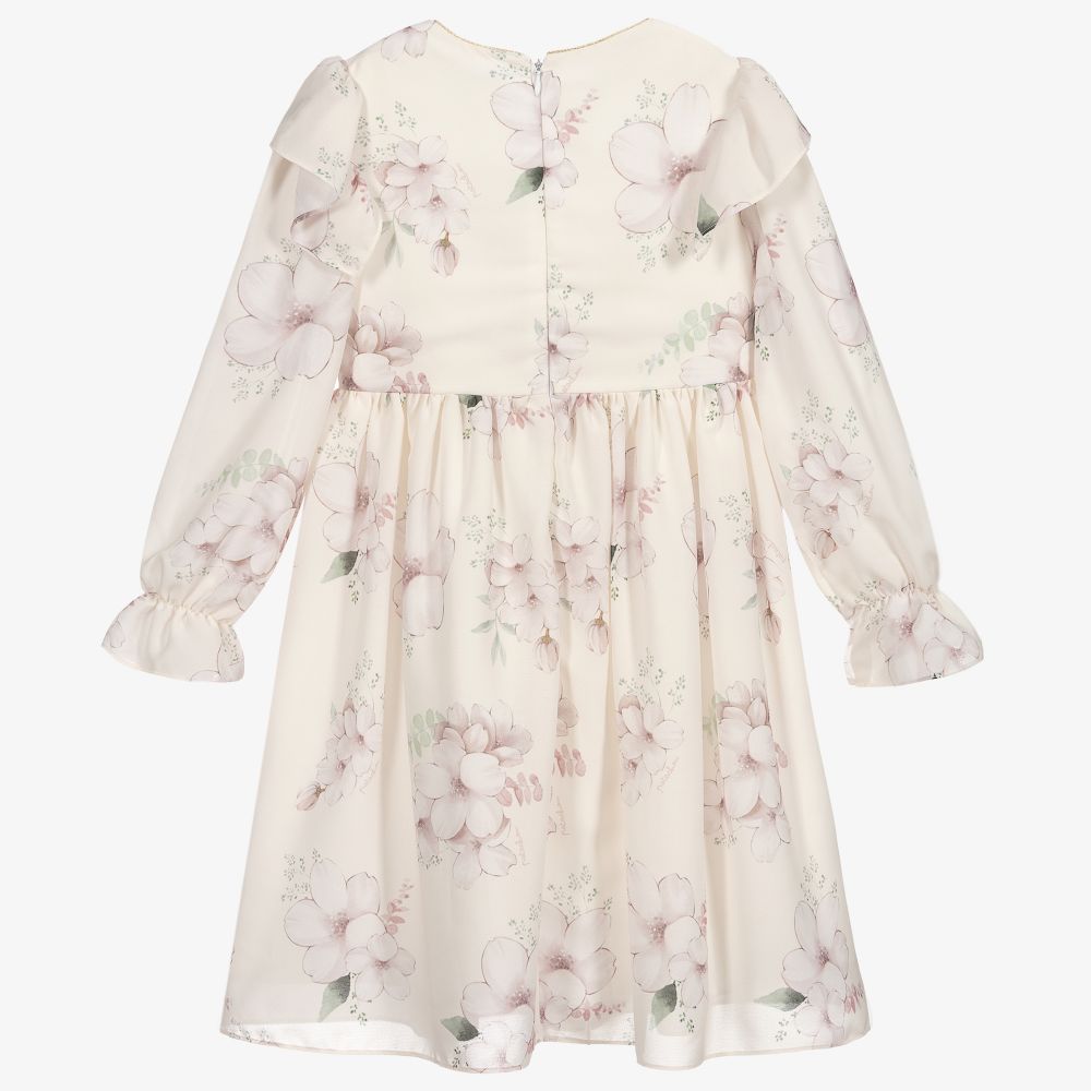Patachou-Ivory Floral Chiffon Dress | Childrensalon Outlet