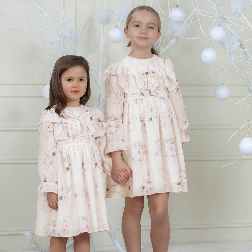 Patachou-Ivory Floral Chiffon Dress | Childrensalon Outlet