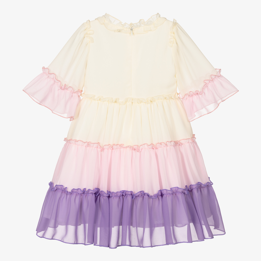 Patachou-Ivory & Pink Chiffon Dress | Childrensalon Outlet