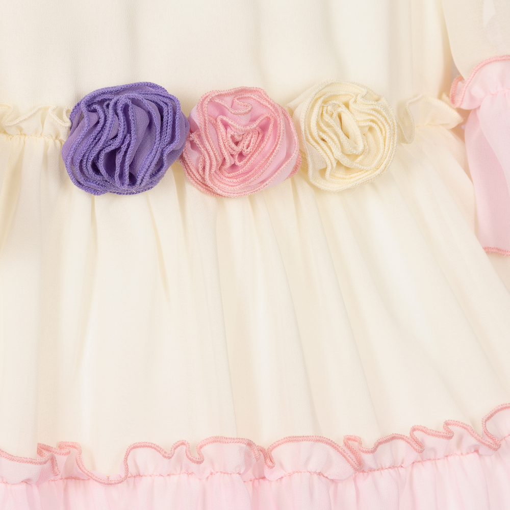Patachou-Ivory & Pink Chiffon Dress | Childrensalon Outlet