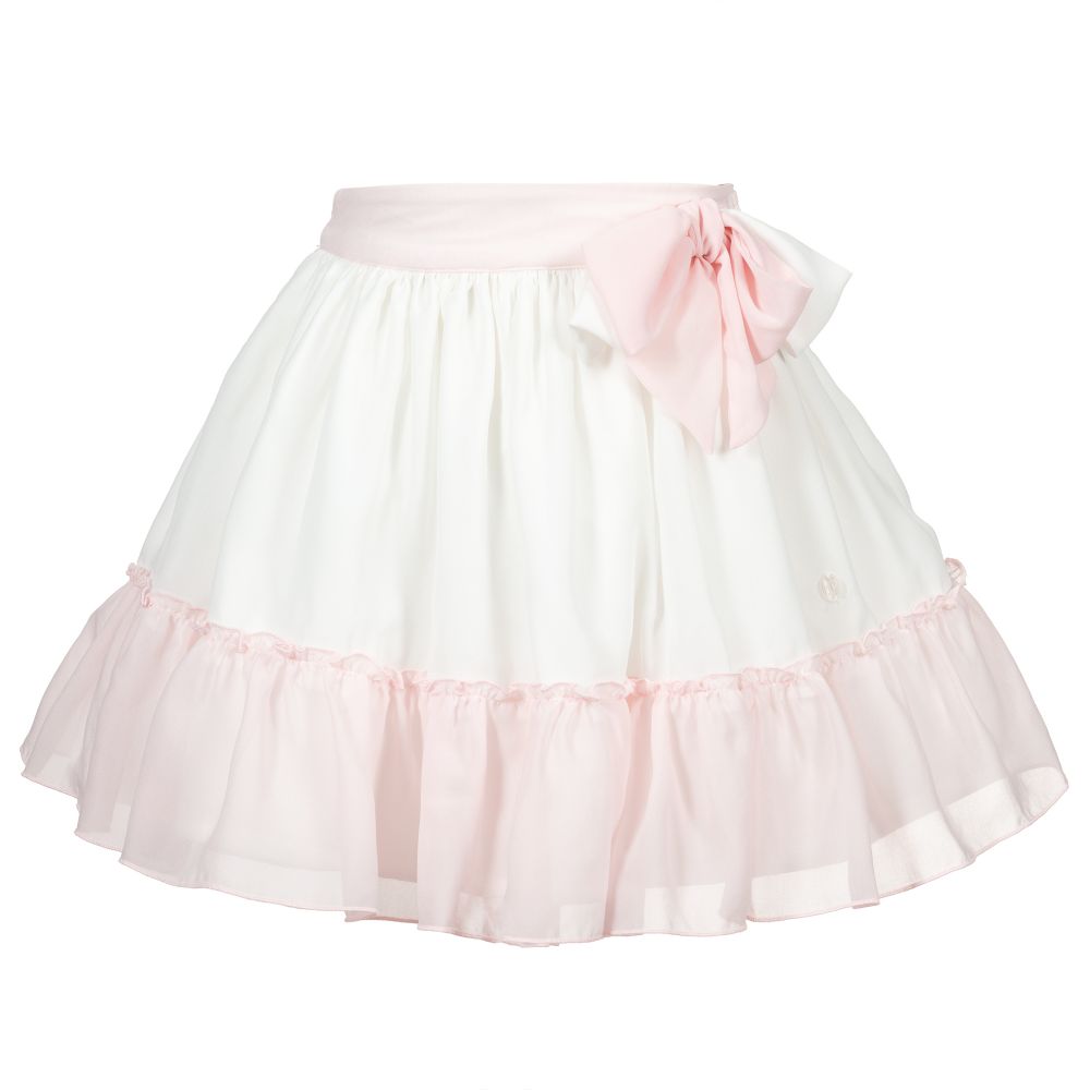 Patachou - Ivory & Pink Chiffon Skirt | Childrensalon