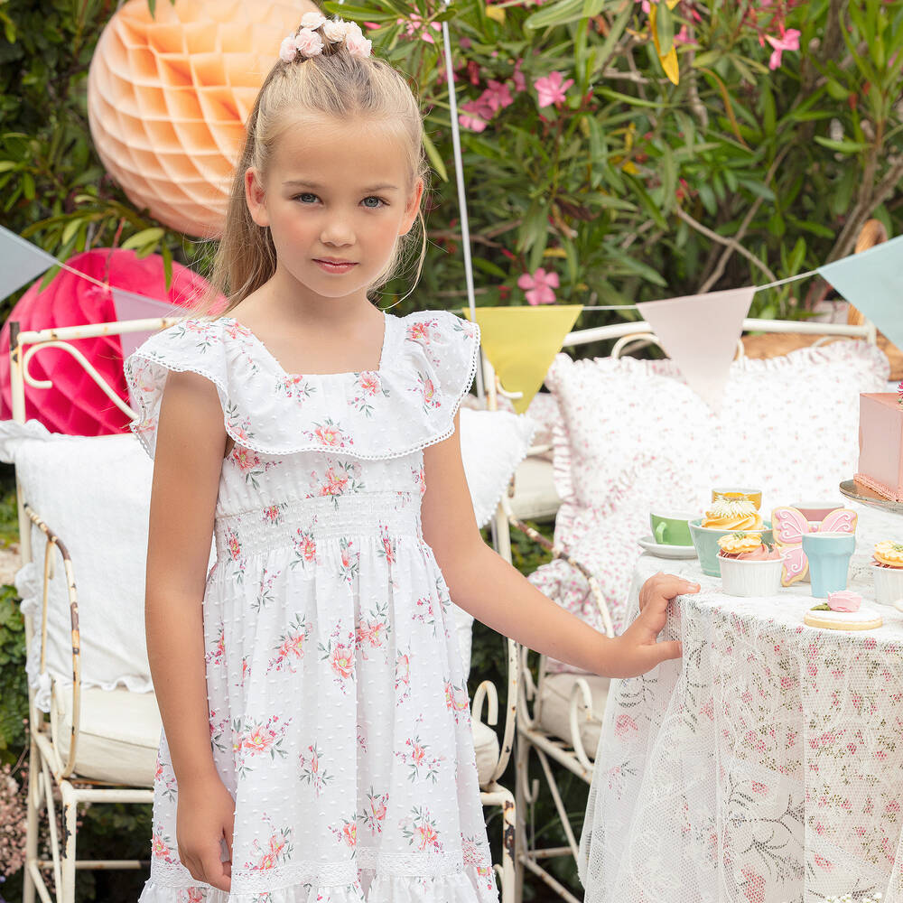 Patachou-Ivory & Pink Floral Dress | Childrensalon Outlet