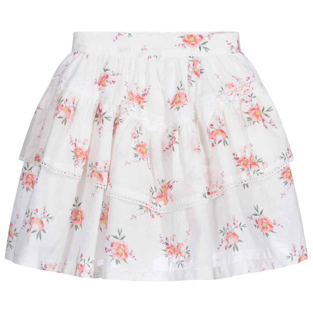 Patachou - Ivory & Pink Floral Skirt | Childrensalon