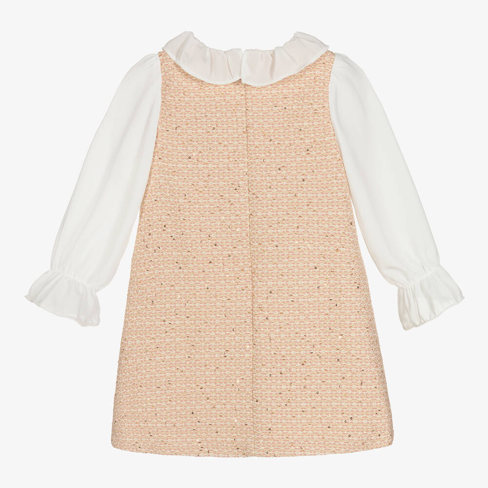 Patachou - Ivory & Pink Tweed Dress | Childrensalon Outlet