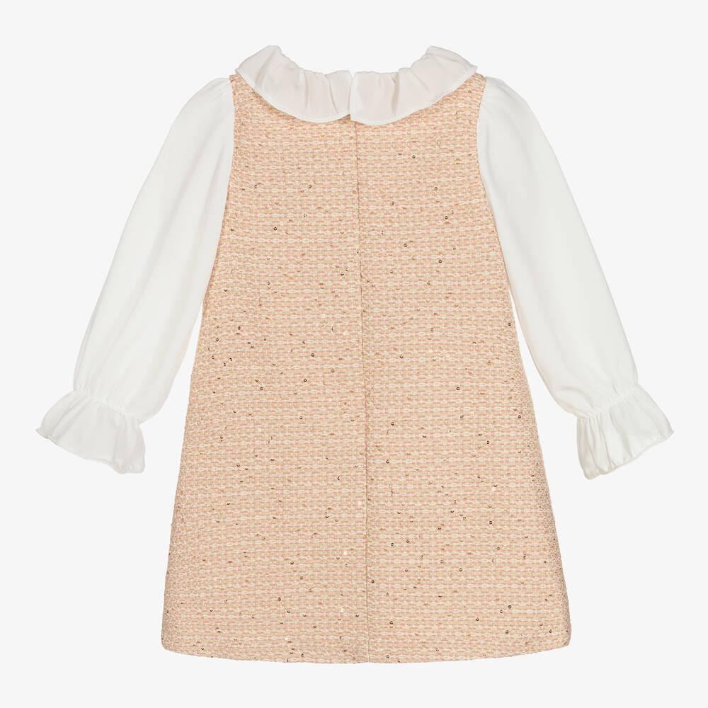 Patachou-Ivory & Pink Tweed Dress | Childrensalon Outlet
