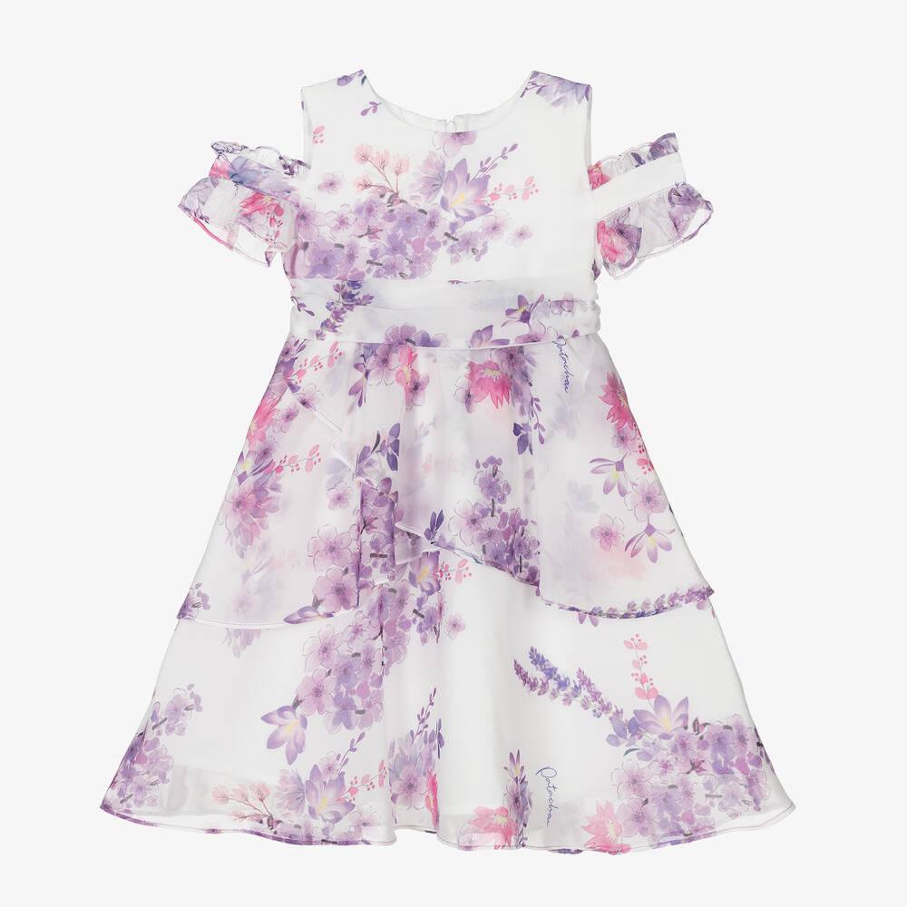 Patachou - Chiffon-Blumenkleid elfenb./violett | Childrensalon