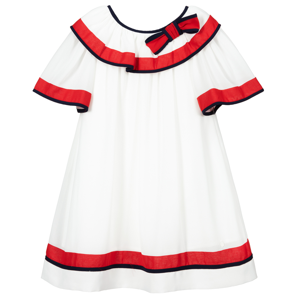 Patachou - Ivory & Red Crêpe Dress | Childrensalon