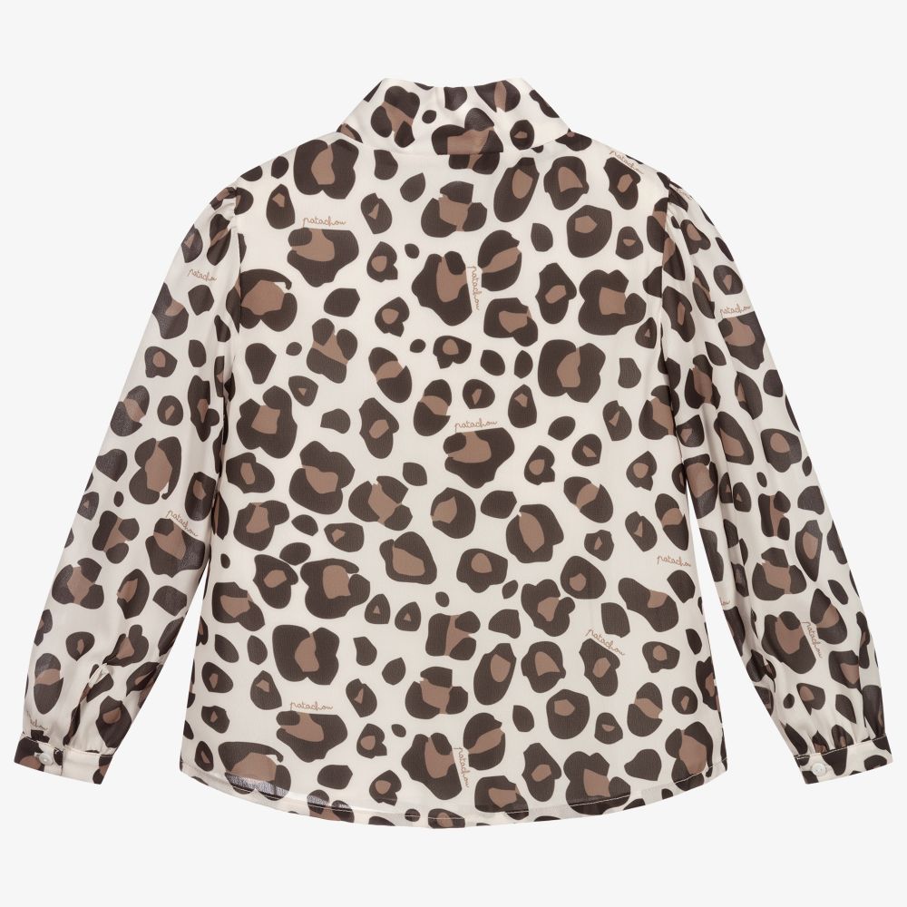 Patachou-بلوز شيفون لون بيج فاتح بطبعة جلد النمر للبنات | Childrensalon Outlet