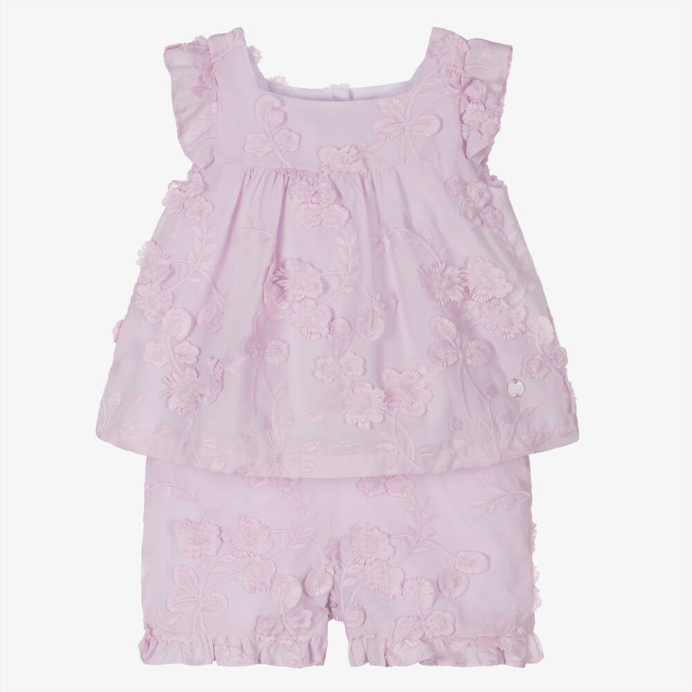 Patachou-Lilac Ruffle Cotton Ensemble | Childrensalon Outlet
