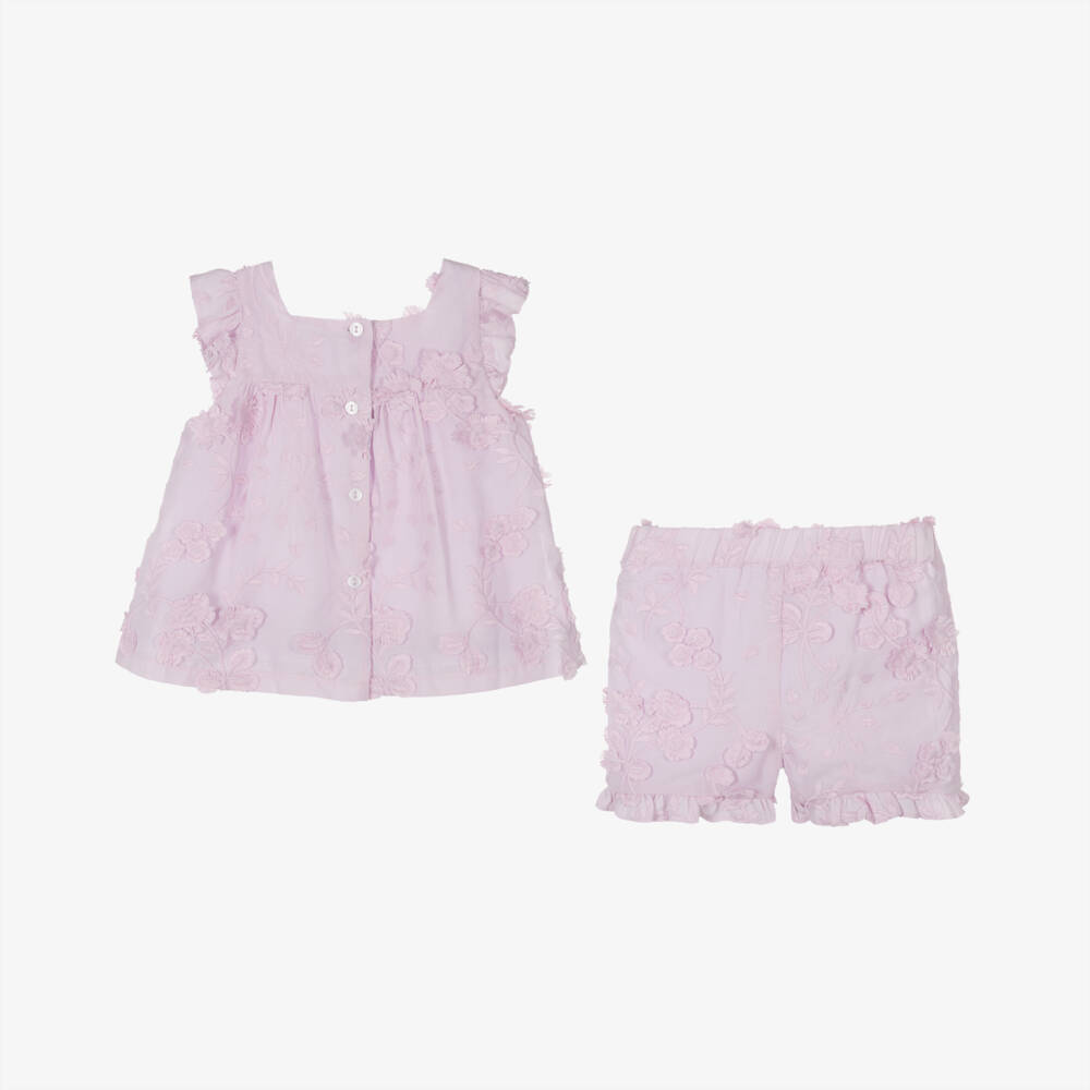 Patachou-Lilac Ruffle Cotton Ensemble | Childrensalon Outlet