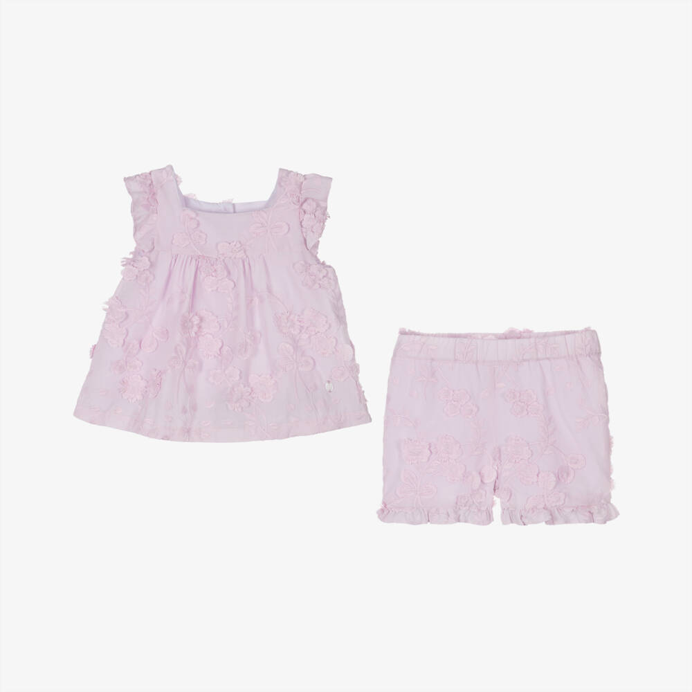 Patachou-Lilac Ruffle Cotton Ensemble | Childrensalon Outlet