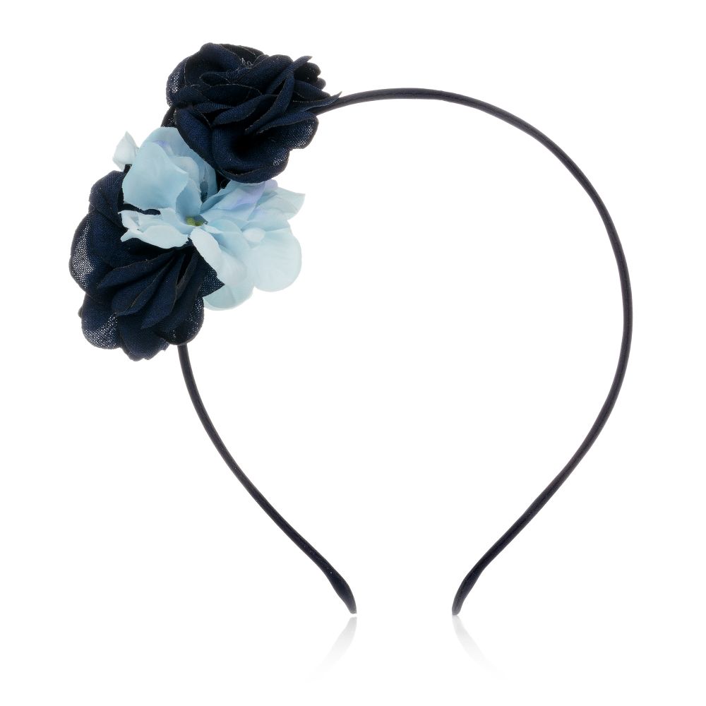 Patachou-Navy Blue Floral Hairband | Childrensalon Outlet