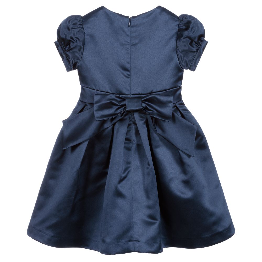 Patachou-Navy Blue Satin Dress | Childrensalon Outlet