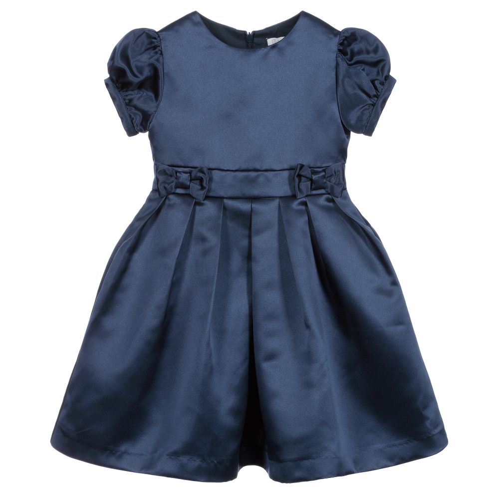 Patachou - Navyblaues Satinkleid | Childrensalon