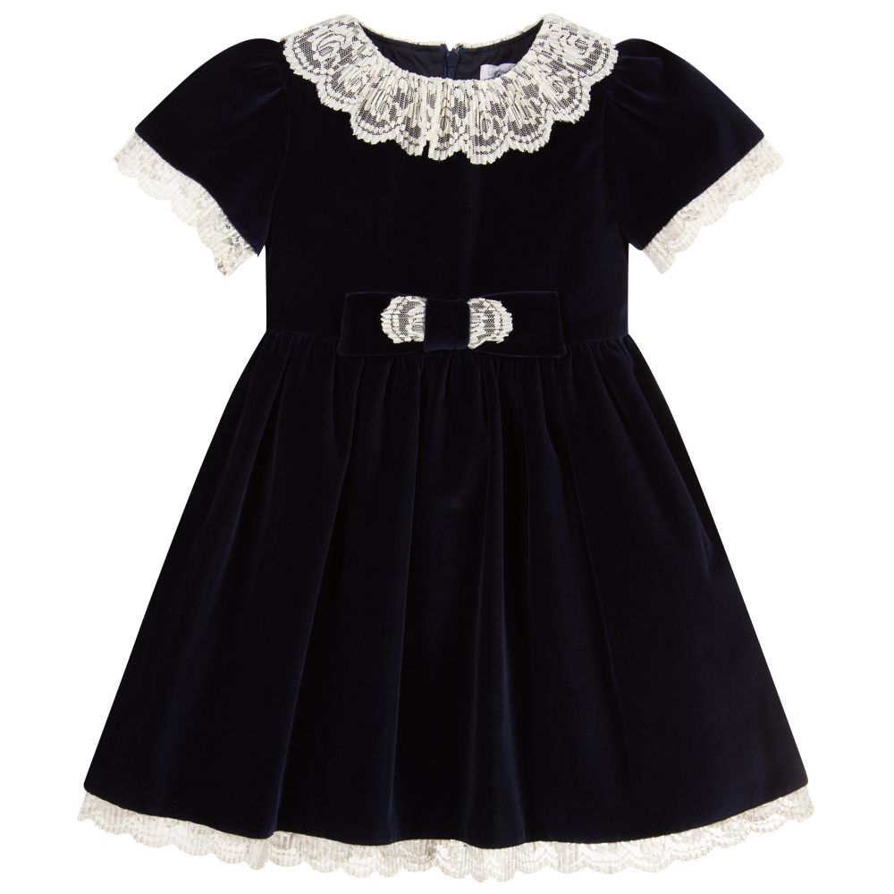 Patachou - Navy Blue Velvet Dress | Childrensalon