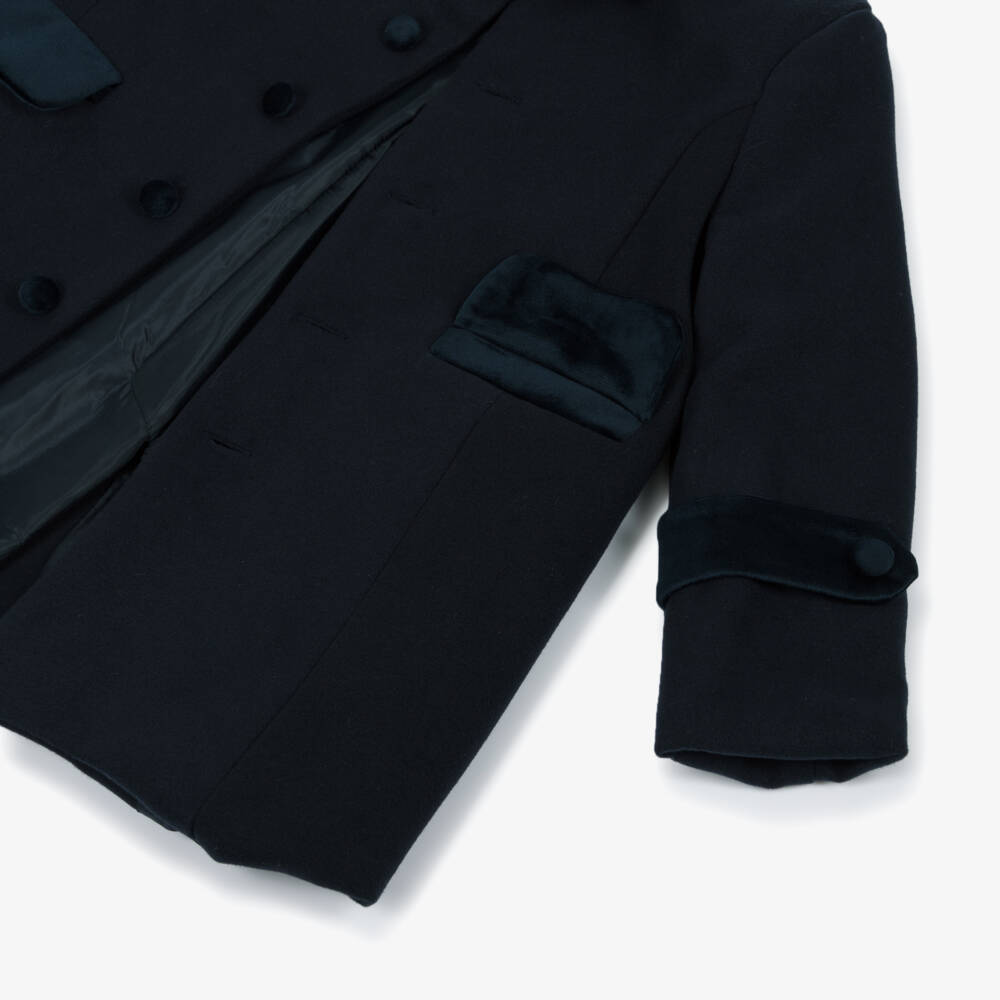 Patachou-Navy Feltted Coat | Childrensalon Outlet