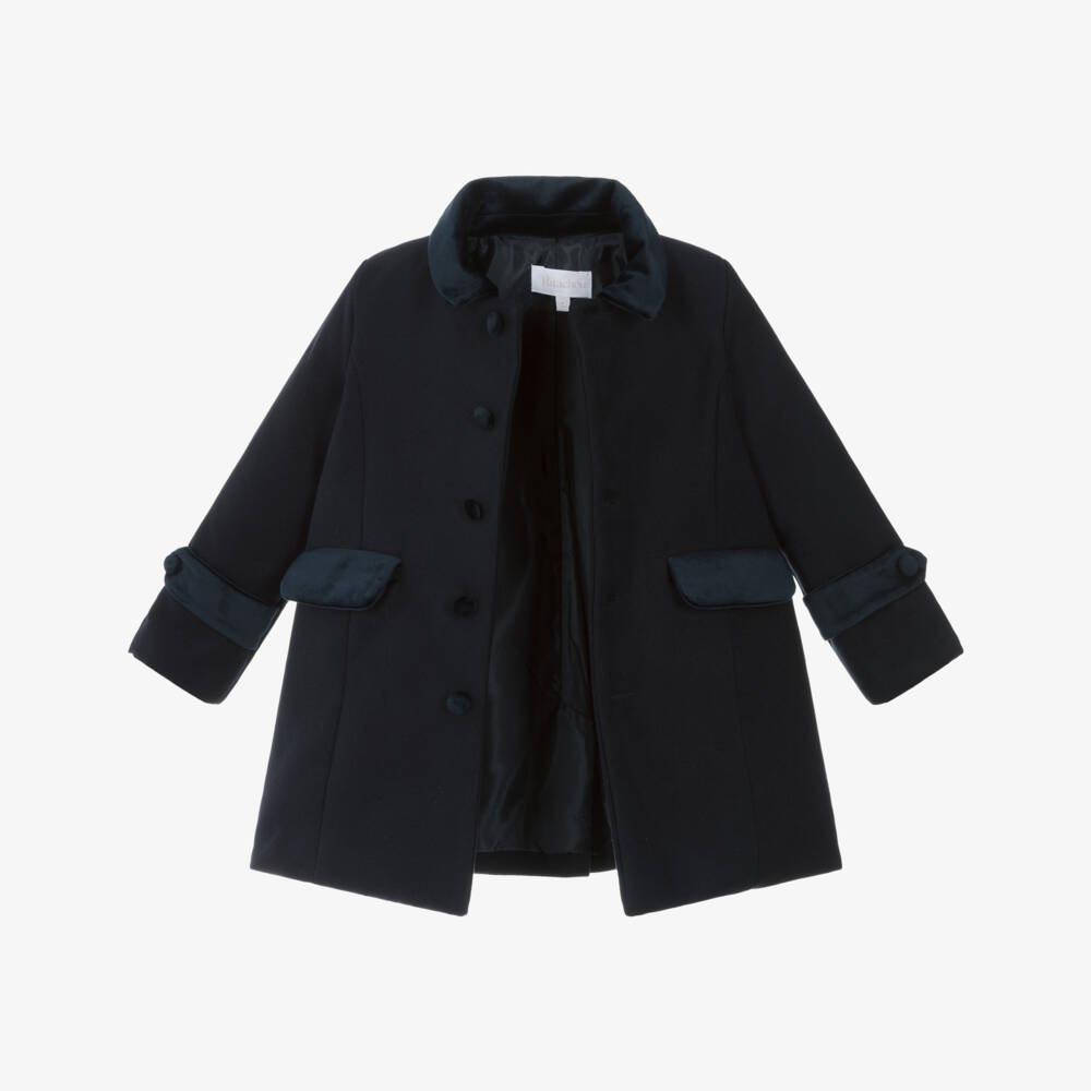 Patachou-Navy Feltted Coat | Childrensalon Outlet