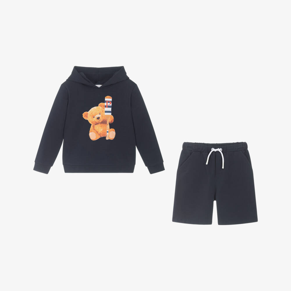 Patachou-Navy Teddy Bear Cotton Ensemble | Childrensalon Outlet