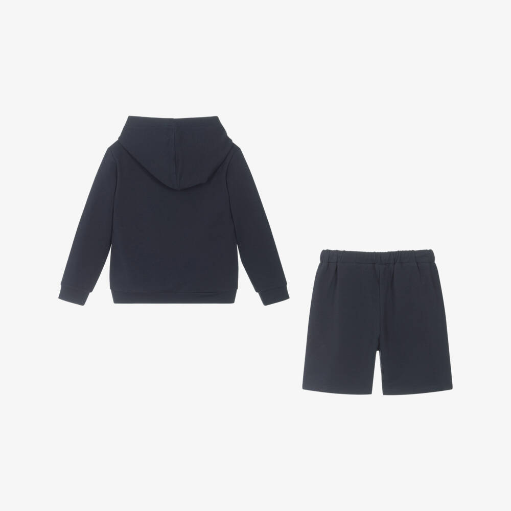 Patachou-Navy Teddy Bear Cotton Ensemble | Childrensalon Outlet