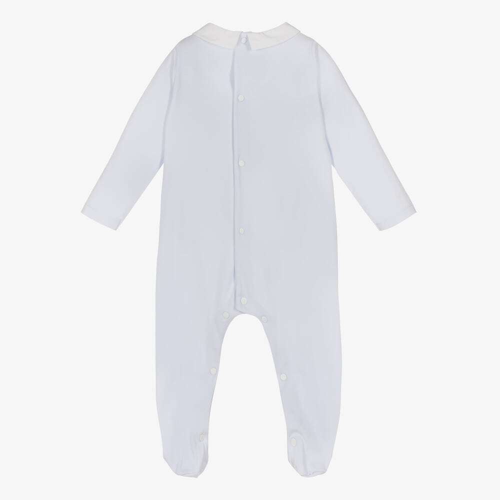 Patachou-Pale Blue Cotton Babygrow | Childrensalon Outlet