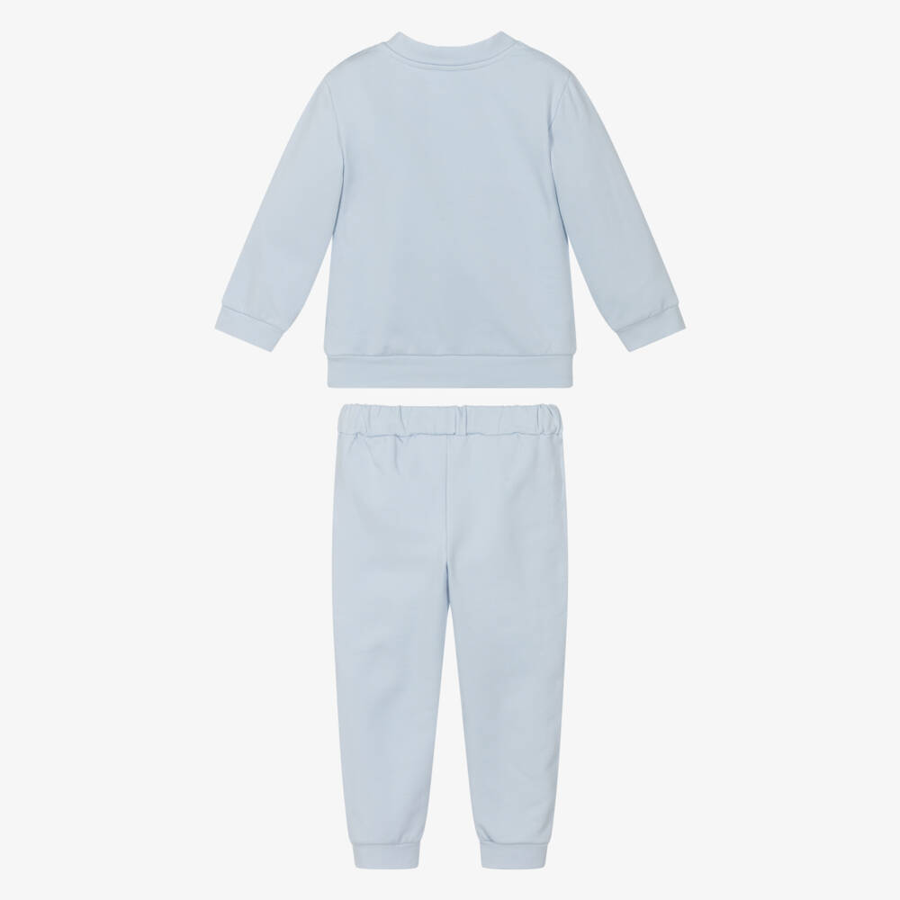 Patachou-Pale Blue Cotton Jersey Teddy Tracksuit | Childrensalon Outlet