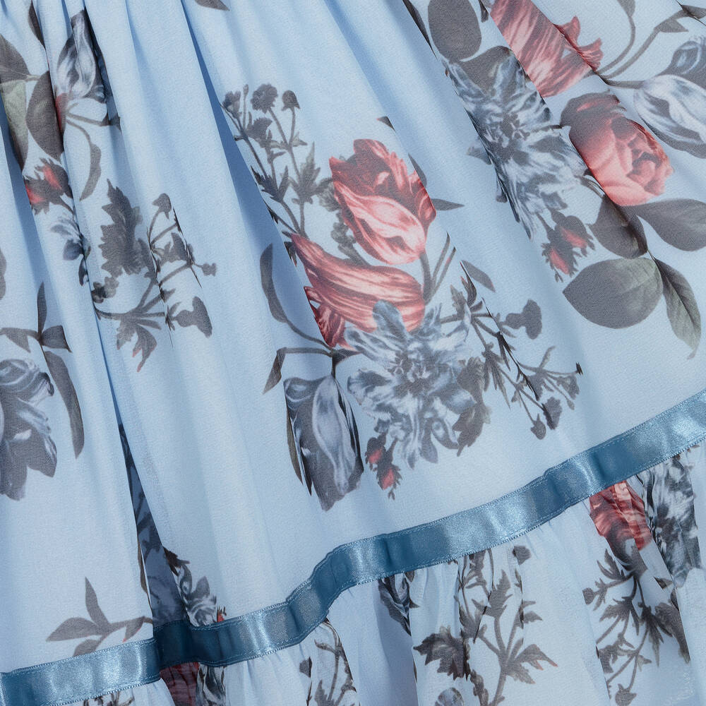 Blue floral chiffon fabric deals
