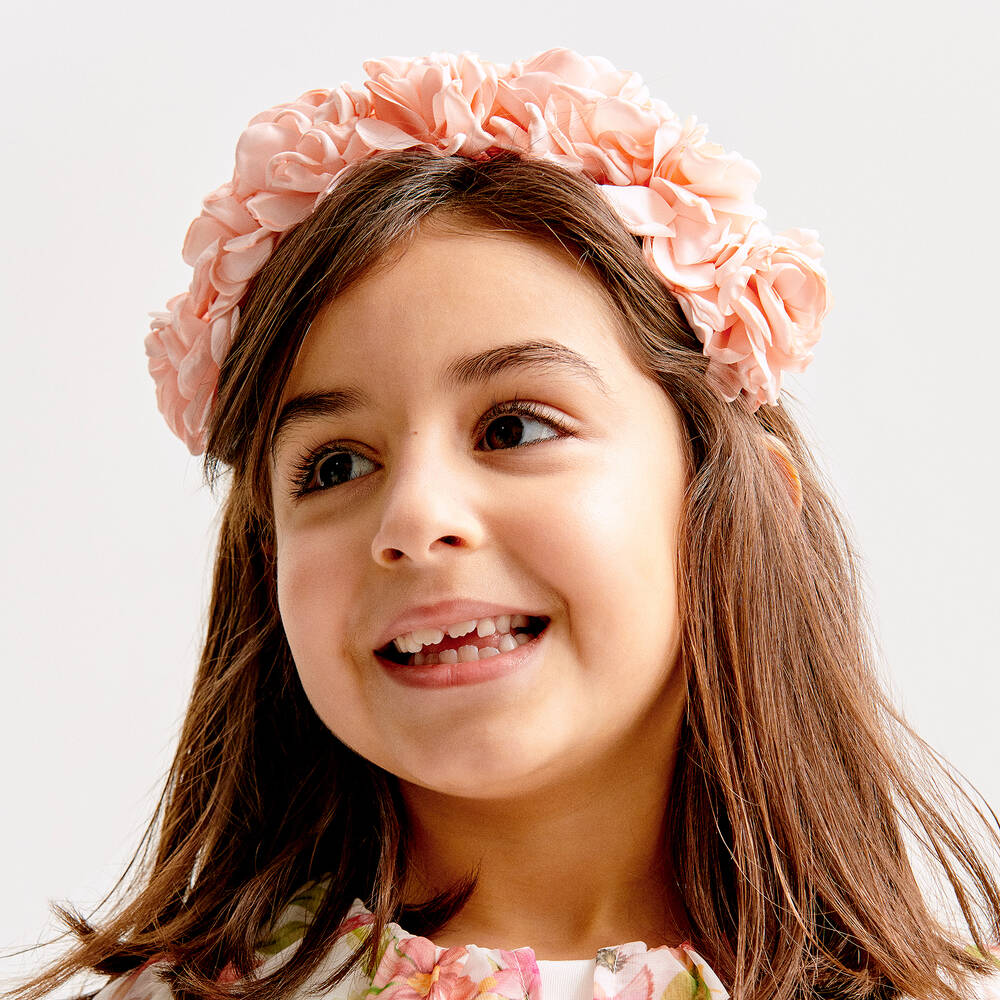 Patachou-طوق للشعر ساتان لون زهري للبنات | Childrensalon Outlet