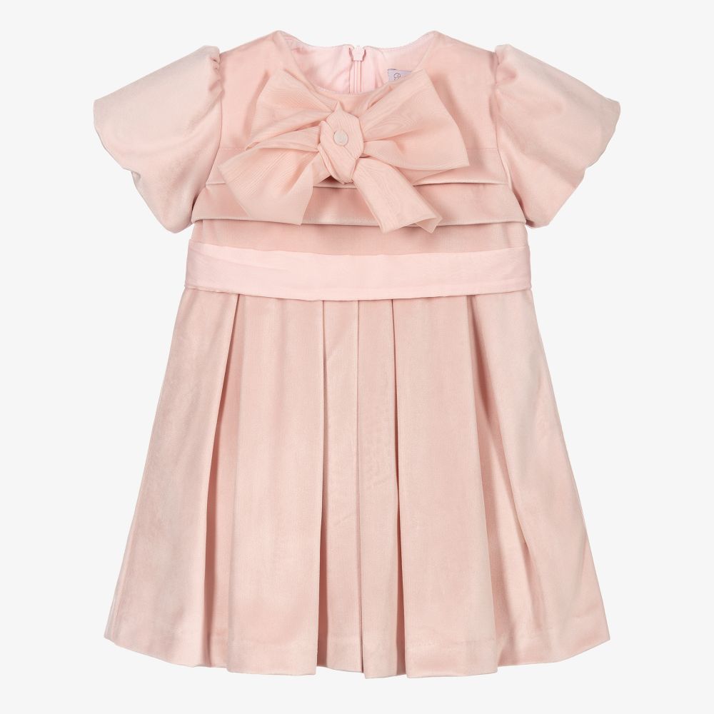 Patachou - Pale Pink Velvet Bow Dress | Childrensalon