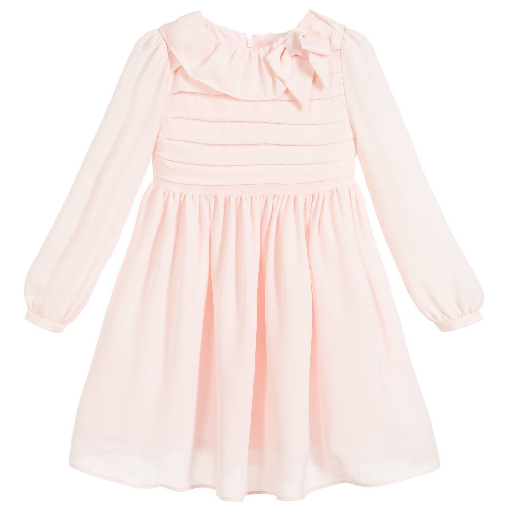 Patachou - Pink Chiffon Crêpe Dress | Childrensalon