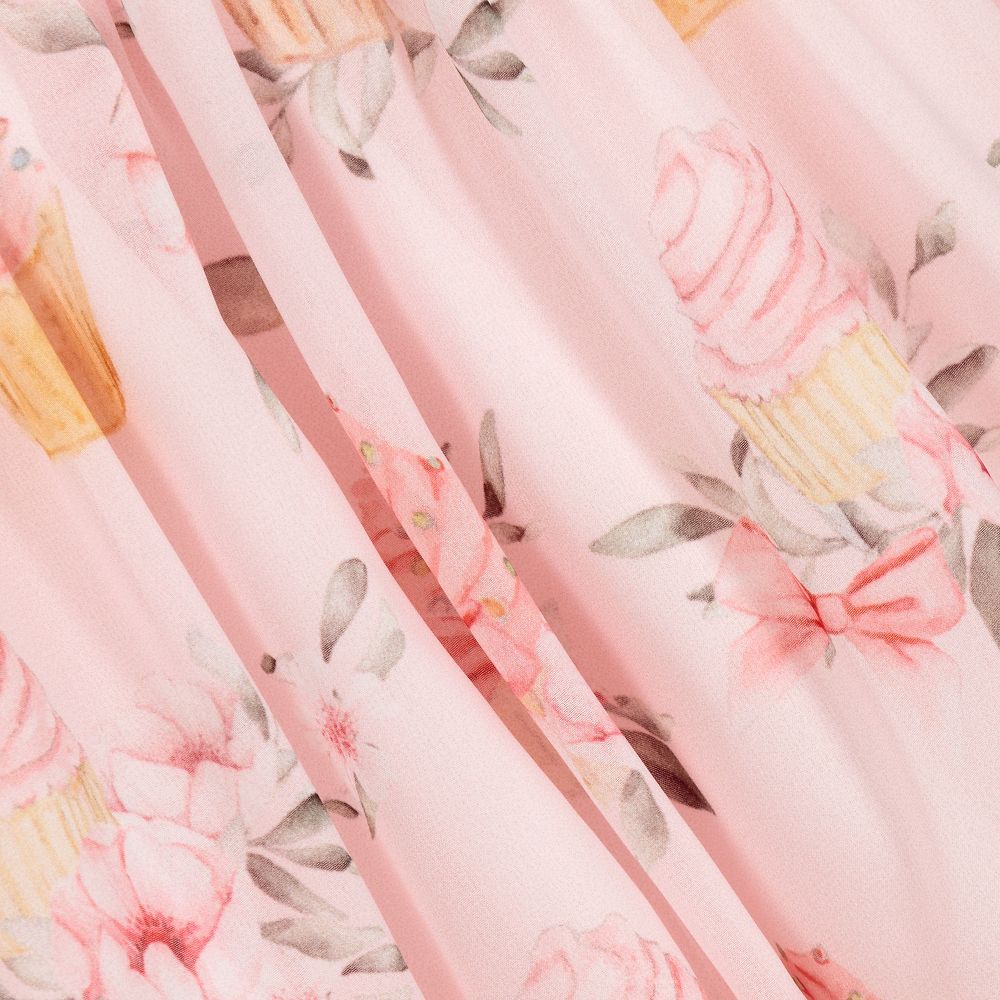 Patachou-Розовое шифоновое платье с принтом в виде пирожных | Childrensalon Outlet