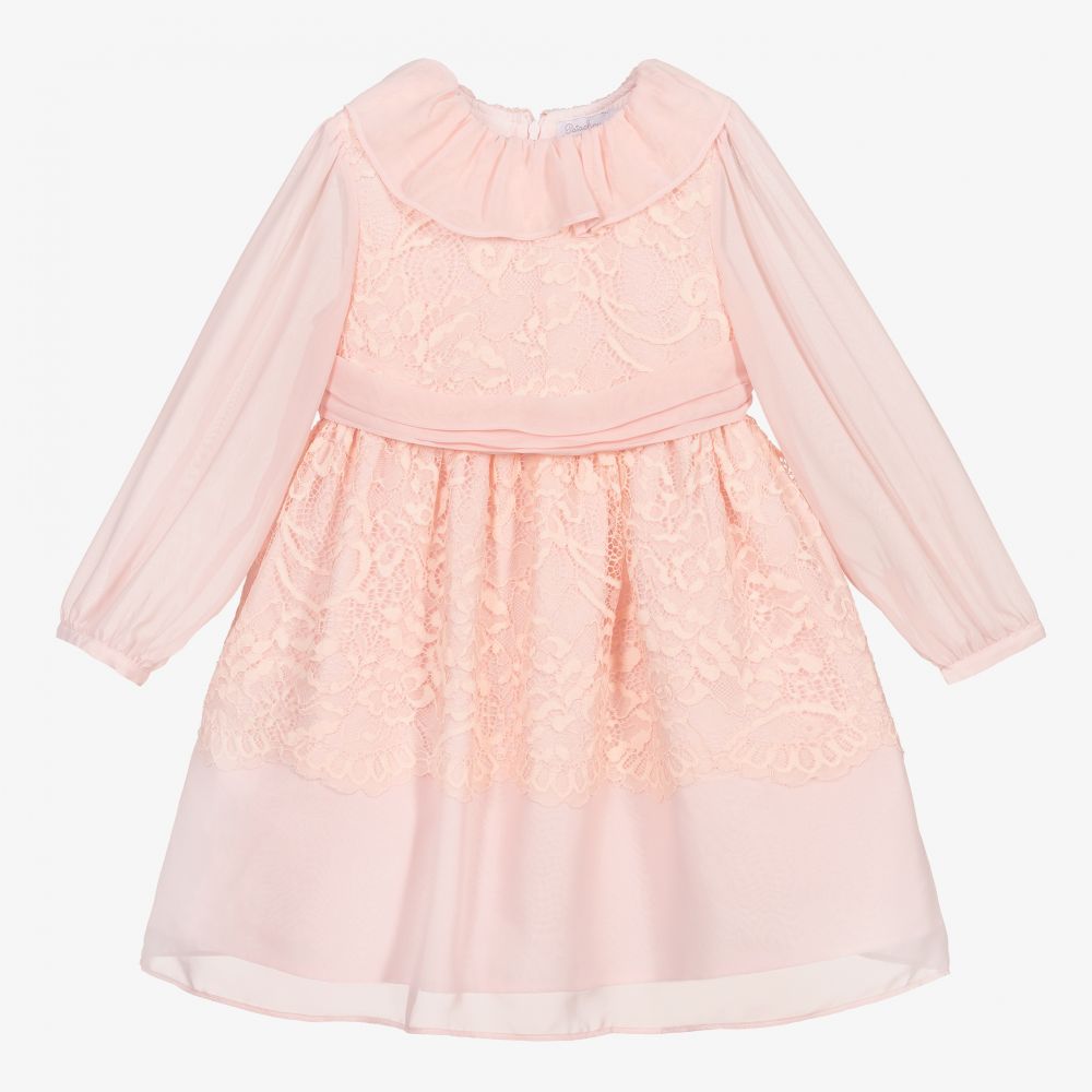 Patachou - Розовое шифоновое платье с кружевом | Childrensalon