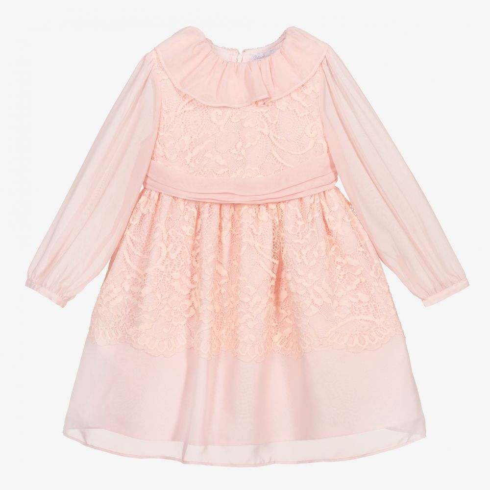 Patachou - Rosa Chiffonkleid mit Spitze | Childrensalon