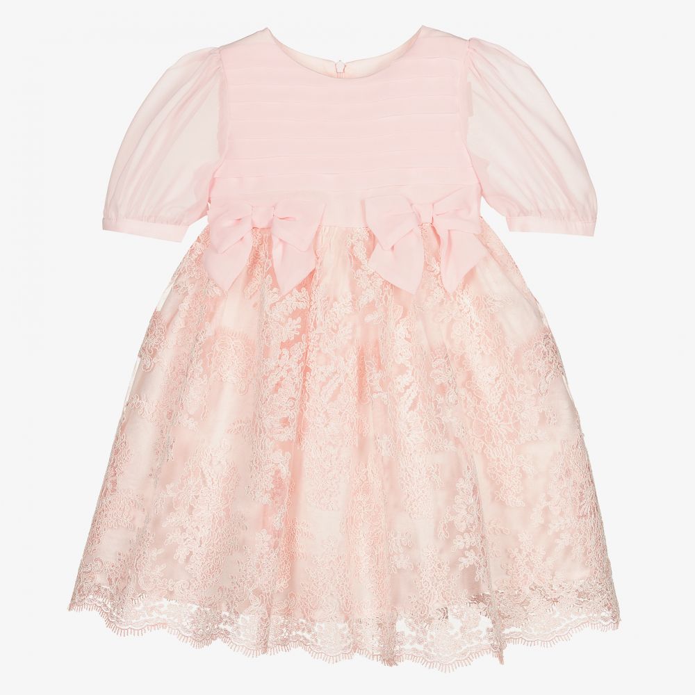 Patachou - Розовое шифоновое платье с кружевом  | Childrensalon