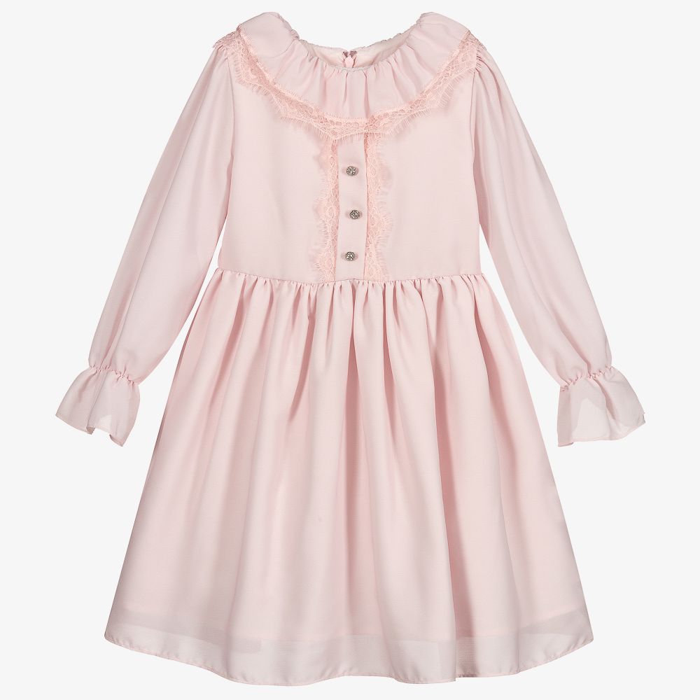 Patachou-Pink Chiffon & Lace Trim Dress | Childrensalon Outlet