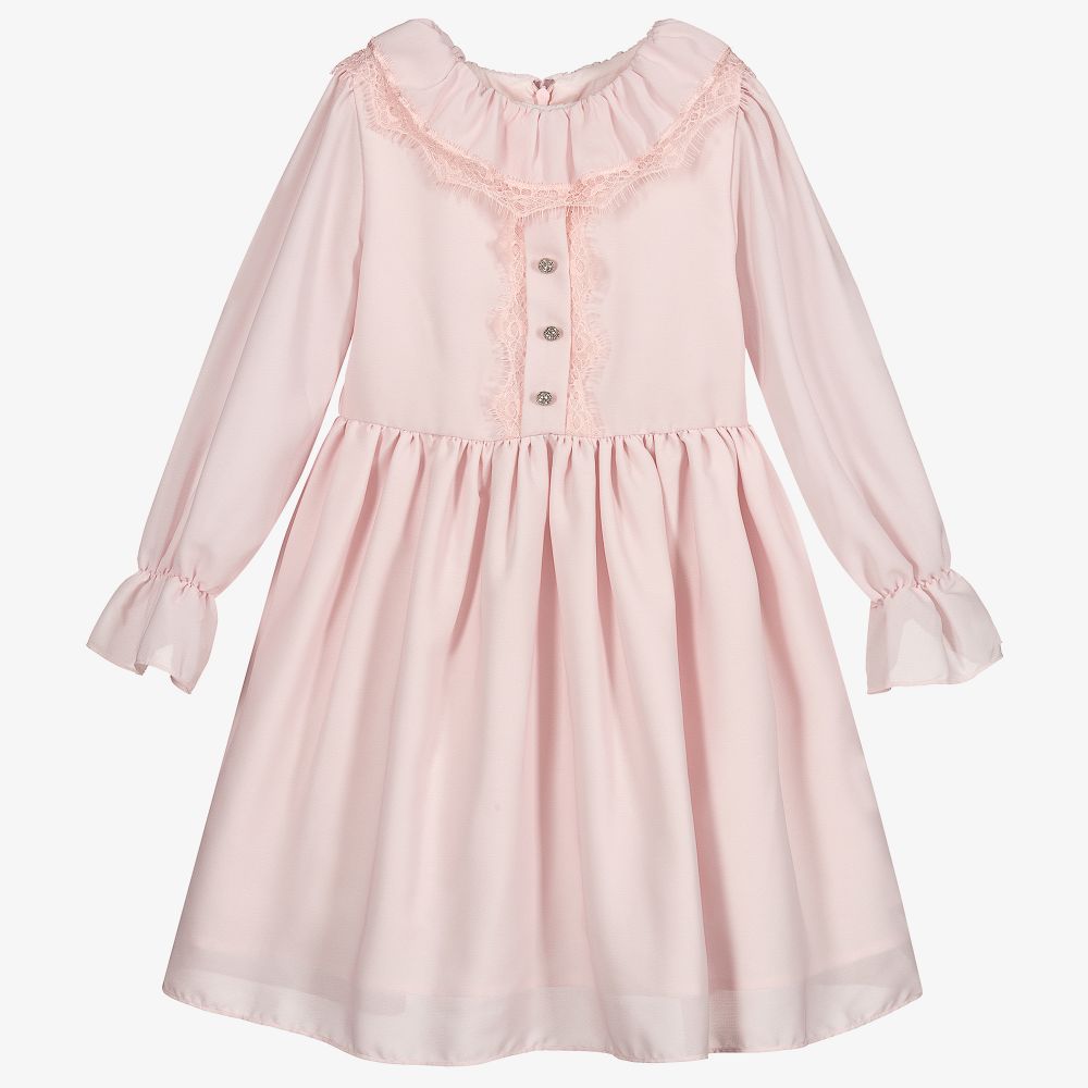 Patachou - Rosa Kleid mit Spitzenbesatz | Childrensalon