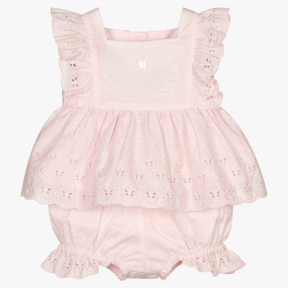 Patachou - Pink Cotton Baby Shorts Set | Childrensalon